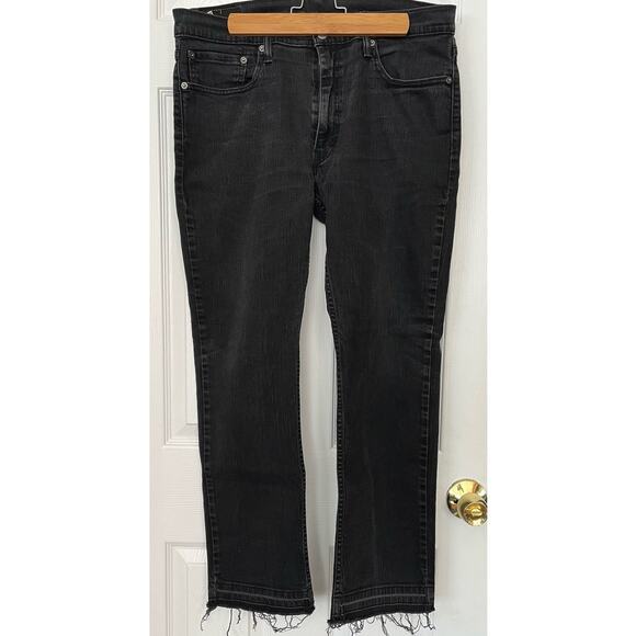 Levis 514 Black Jeans Frayed Hem 36x30 Stretch $70 - Picture 1 of 6
